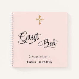 Gastboekbaptisme blush roos Gold girl script Notitieboek