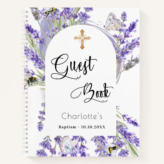 Gastboekbaptisme lavender violet meel notitieboek (Voorkant)