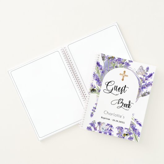 Gastboekbaptisme lavender violet meel notitieboek (Binnen)