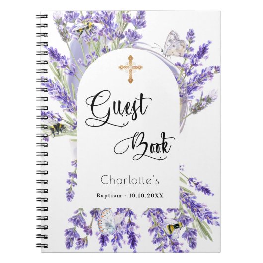Gastboekbaptisme lavender violet meel notitieboek (Voorkant)