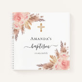 Gastboekbaptisme pampas roos blush girl notitieboek (Voorkant)
