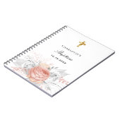 Gastboekbaptisme roos goudflorals zilver notitieboek (Linkerzijde)