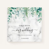 Gastboekbruiloft Eucalyptus greenery marmer Notitieboek (Voorkant)