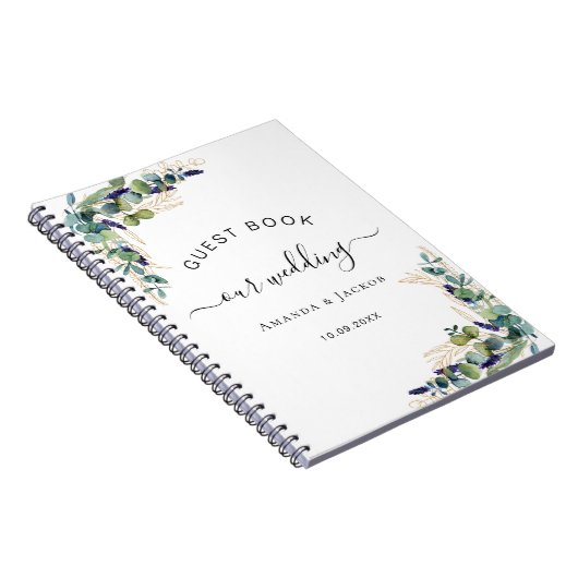 Gastboekbruiloft met eucalyptusgrienery notitieboek (Rechterzijde)