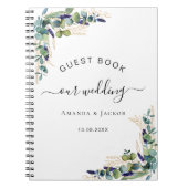 Gastboekbruiloft met eucalyptusgrienery notitieboek (Voorkant)