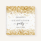 Gastboekgraduatie party white gold glitter notitieboek (Voorkant)
