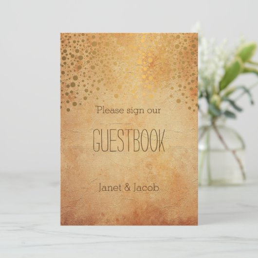 Gastboekje - Gold Confetti Vintage Weddenschap (Staand voorkant)