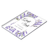 Gastboekverjaardagsfeest lavender violet bloemgoed notitieboek (Linkerzijde)