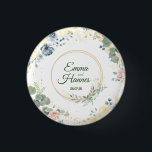 Gäste Hochzeitsgeschenk - Ronde Button 3,2 Cm<br><div class="desc">Schenke deinen Gästen eine bleibende Erinnerung an euren großen Tag! Dieser anpassbarer Button im eleganten floral Design ist das ideale Mitgebsel für Hochzeitsgäste. Ein liebevolles Andenken, das noch lange an eure wunderschöne Feier erinnert.
Dieses Produkt ist Teil des Hochzeitskarten-Sets "Grün & Gold Blumenmotiv".</div>