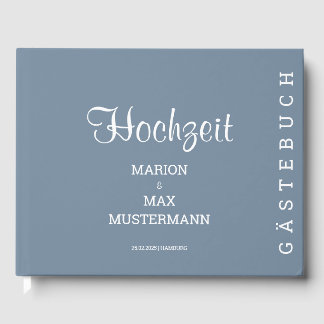 Gästebuch Hochzeit Dusty Blue 01 Gastenboek
