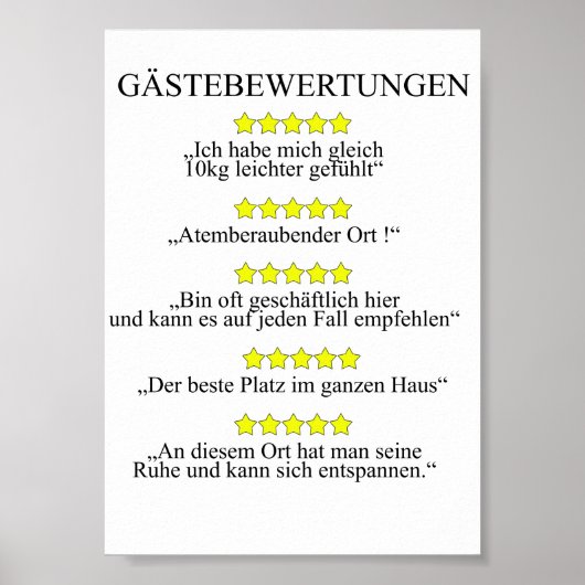 Gästebwertung WC - Gäste Toilette Poster (Voorkant)