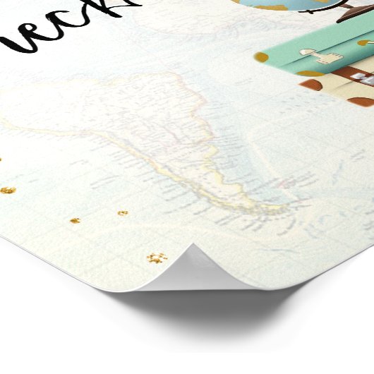 Gasten Check In Reis Avontuur Roze Bruidsfeest Poster (Hoek)