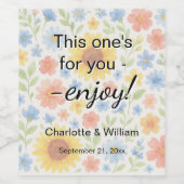 Gasten geven de voorkeur aan zonnebloemen bloemenb wijn etiket (Enkel label)