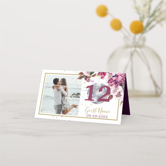 Gasten Gold Disco Elegant Photo Table Number Plaatskaartje (Achterkant)