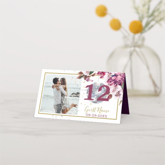 Gasten Gold Disco Elegant Photo Table Number Plaatskaartje (Voorkant)