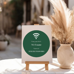 Gasten klant wifi-netwerk wachtwoord smaragdgroen ronde sticker