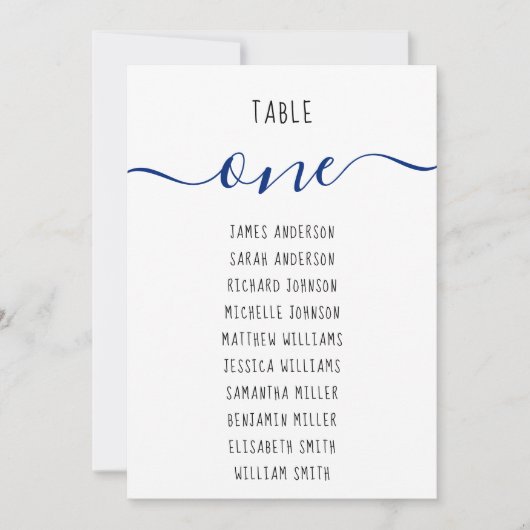 Gasten Namen & Blauw Script 5x7 Tafel Zitbord Kaart (Voorkant)