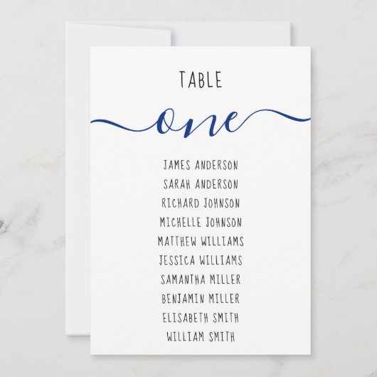 Gasten Namen & Blauw Script 5x7 Tafel Zitbord Kaart (Achterkant)