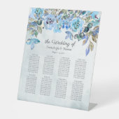 Gasten Zitkaarten in Love Blue Florals Reclamebord Met Voetstuk (Voorkant)