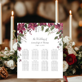 Gasten Zitkaarten Poinsettia Bloemen Scarlet Rood Reclamebord Met Voetstuk