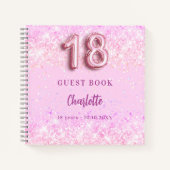 Gastenboek 18e verjaardag roze confetti naam notitieboek (Voorkant)