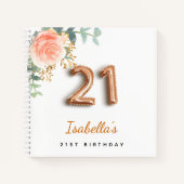 Gastenboek 21e verjaardag roze goud eucalyptus notitieboek (Voorkant)