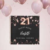 Gastenboek 21e verjaardag zwart roos gouden sterre notitieboek