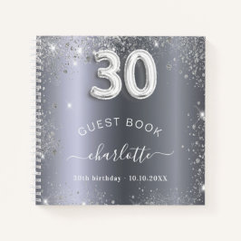 Gastenboek 30e verjaardag zilveren glitters naam g notitieboek