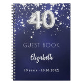 Gastenboek 40e verjaardag navy blauwe zilveren ste notitieboek (Voorkant)