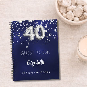 Gastenboek 40e verjaardag navy blauwe zilveren ste notitieboek