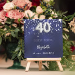 Gastenboek 40e verjaardag navy blauwe zilveren ste notitieboek<br><div class="desc">Een marineblauwe achtergrond kleur met faux zilveren sterren. De kleur van het blauw is ongelijk. Voeg jouw namen toe,  tekst.</div>