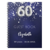 Gastenboek 60e verjaardag navy blauwe zilveren ste notitieboek (Voorkant)