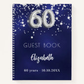 Gastenboek 60e verjaardag navy blauwe zilveren ste notitieboek (Voorkant)