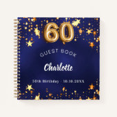 Gastenboek 60ste verjaardag marineblauw gouden ste notitieboek (Voorkant)