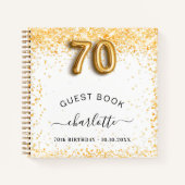 Gastenboek 70ste verjaardag wit goud glitters notitieboek (Voorkant)