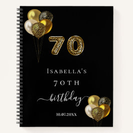 Gastenboek 70ste verjaardag zwart goud luipaardpri notitieboek