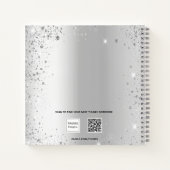 Gastenboek 75e verjaardag zilveren glitter naam notitieboek (Achterkant)