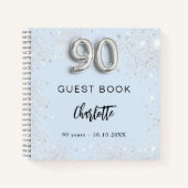 Gastenboek 90e verjaardag lichtblauw zilver notitieboek (Voorkant)