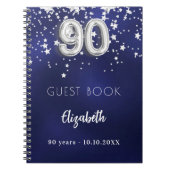 Gastenboek 90e verjaardag navy blauwe zilveren ste notitieboek (Voorkant)