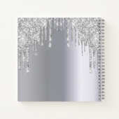 Gastenboek 90e verjaardag zilveren glitter druppel notitieboek (Achterkant)