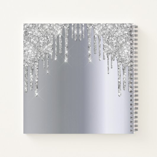 Gastenboek 90e verjaardag zilveren glitter druppel notitieboek (Achterkant)