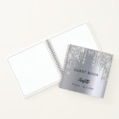 Gastenboek 90e verjaardag zilveren glitter druppel notitieboek (Binnen)