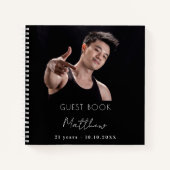 Gastenboek aangepaste foto zwart wit verjaardag notitieboek (Voorkant)