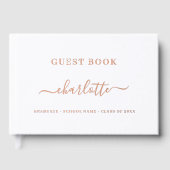 Gastenboek Afstudeerfeest roze goud wit (Voorkant)
