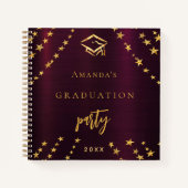 Gastenboek afstuderen bordeaux gouden sterren notitieboek (Voorkant)