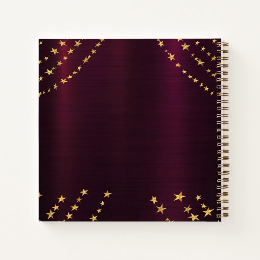 Gastenboek afstuderen bordeaux gouden sterren notitieboek (Achterkant)