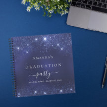 Gastenboek afstuderen marineblauw glitters 2026