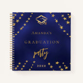 Gastenboek afstuderen navy blauw gouden sterren notitieboek (Voorkant)