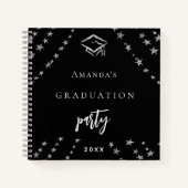 Gastenboek afstuderen zwart zilveren sterren notitieboek (Voorkant)