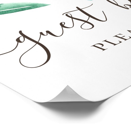 Gastenboek. Aquarel groen bos bruiloft Poster (Hoek)